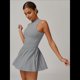 thumbnail image 5 of Vestido de Golf y Tenis para Mujer con Sujetador Incorporado, Pantalones Cortos con Cremallera, Corte Entallado, Falda Deportiva con Bolsillos Gris XL, 5 of 10