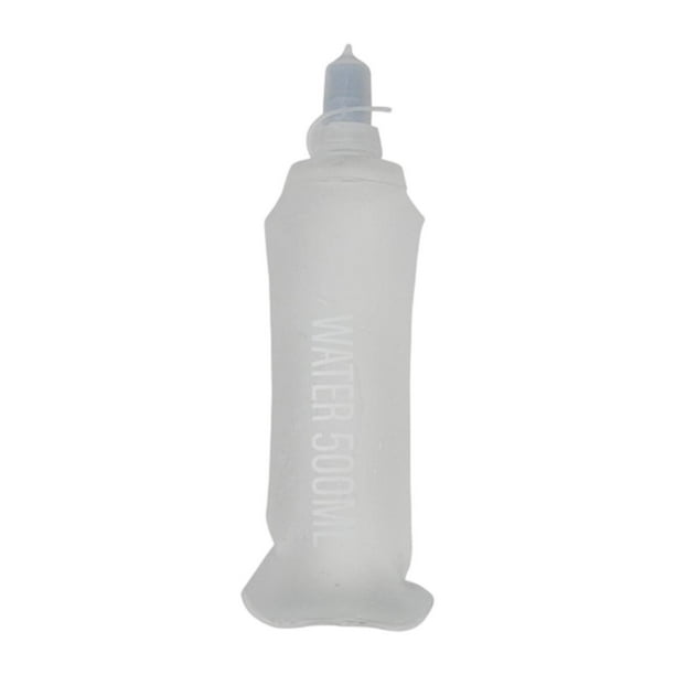 Botella de agua plegable de TPU reutilizable para ciclismo, camping, escalada, senderismo y Claro 500ML