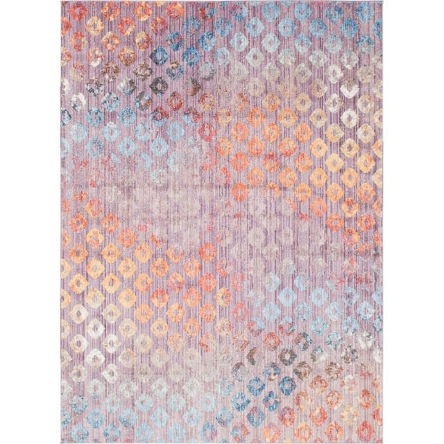 Unique Loom Arc en Ciel Géométrique Tapis de Diamants 8' x 11' Rectangle Violet/bleu