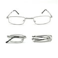 thumbnail image 2 of EYE ZOOM 3 Pairs Compact Rectangular Metal Folding Reading Glasses with Case for Men and Women, Black, Gunmetal and Silver, +1.25, 2 of 5