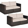 thumbnail image 2 of Costway Ensemble de Mobilier Sectionnel d'Angle en Rotin pour Patio 4 Pcs Coussin Beige, 2 of 9