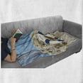 thumbnail image 5 of Coastal Soft Flannel Fleece Blanket, Marine Theme Welcome Message on Beach Coastline Vintage Style Picture Print, Cozy Plush for Indoor and Outdoor Use, 50" x 60", Eggshell Blue Red, by Ambesonne, 5 of 5