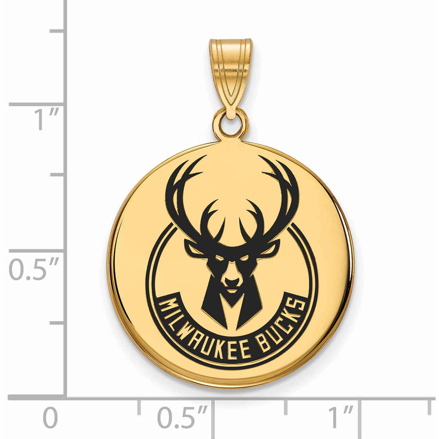 Nba Milwaukee Bucks 14kt Gold Plated Sterling Silver Large Enamel Disc Pendant Walmart Com Walmart Com