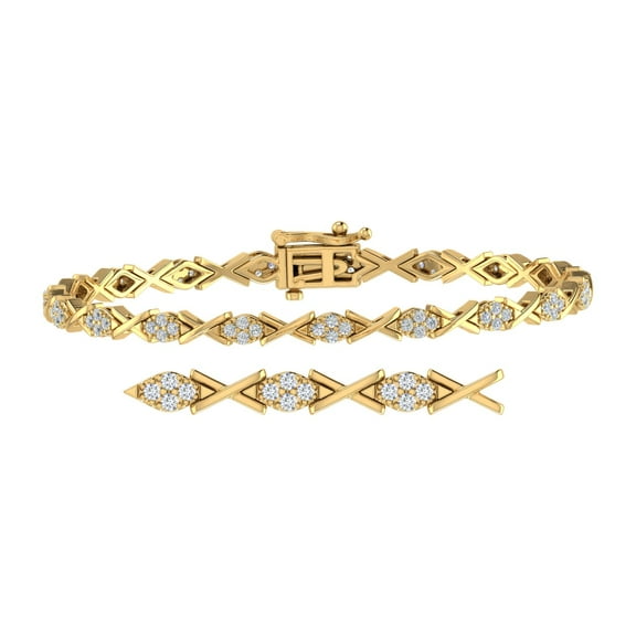 1 Carat Diamond Bracelet in 14K Yellow Gold (7.5 Inch) (I1-I2 Clarity)