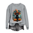 thumbnail image 5 of LangJing Halloween Spooky Season Sweatshirts Women Black Cat Pumpkin Graphic Long Sleeve Shirt Oversized Pullover Fall Tops Gray,XXL, 5 of 7