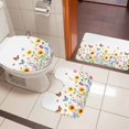 thumbnail image 5 of Country Daisy Bathroom Rugs Set Wildflowers Butterfly Retro Farm Botanical Non Slip Absorbent Soft Bath Mats 3 Piece Set with Bathroom Rug, U-Shaped Floor Mat, Toilet Seat Cover Large Size, 5 of 9