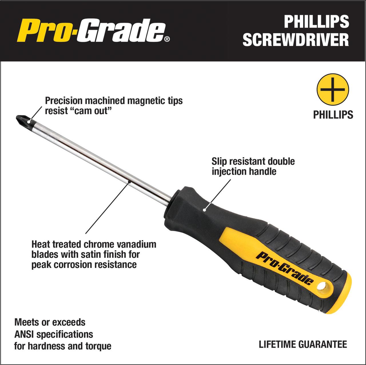 Pro-Grade 6-Piece Screwdriver Set, Chrome Vanadium, Magnetic Tip, Ergonomic Handle, 55041