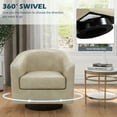 thumbnail image 4 of UIXE PU Leather Swivel Accent Chairs, Modern Upholstered Barrel Club Chair for Living Room, Round Armchair Single Sofa, Cream, 4 of 6