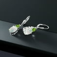thumbnail image 4 of Gem Stone King 925 Sterling Silver White Simulated Opal and Green Peridot Dangle Earrings for Women (4.36 Cttw, Gemstone October Birthstone, Oval Cabochon 10X8MM, Trillion 5MM), 4 of 4