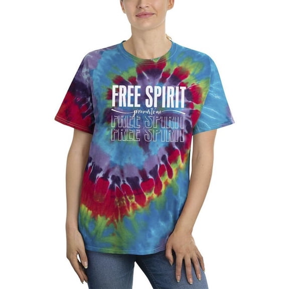 Slogan Free Spirit  Art Tie Dye Spiral Women -Image by Shutterstock, Female XX-Large