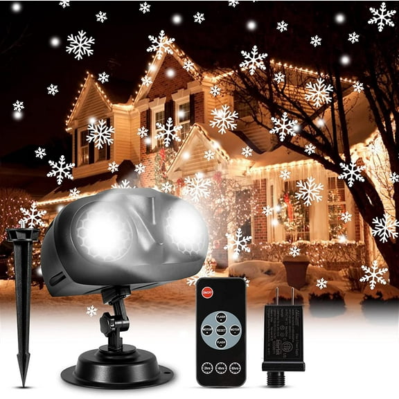 Morttic Christmas Projector Lights Outdoor, LED Snowflake Projector Christmas Lights with Remote Rotating Projection Lamp, Waterproof Holiday Decorative Lighting for Xmas Party Garden Gift