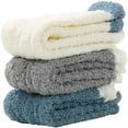 thumbnail image 3 of Socks For Women Men Fuzzy Socks Cozy Winter Cabin Slipper Warm Soft Thick Comfy Socks 3 Pairs Patchwork Socks, 3 of 4