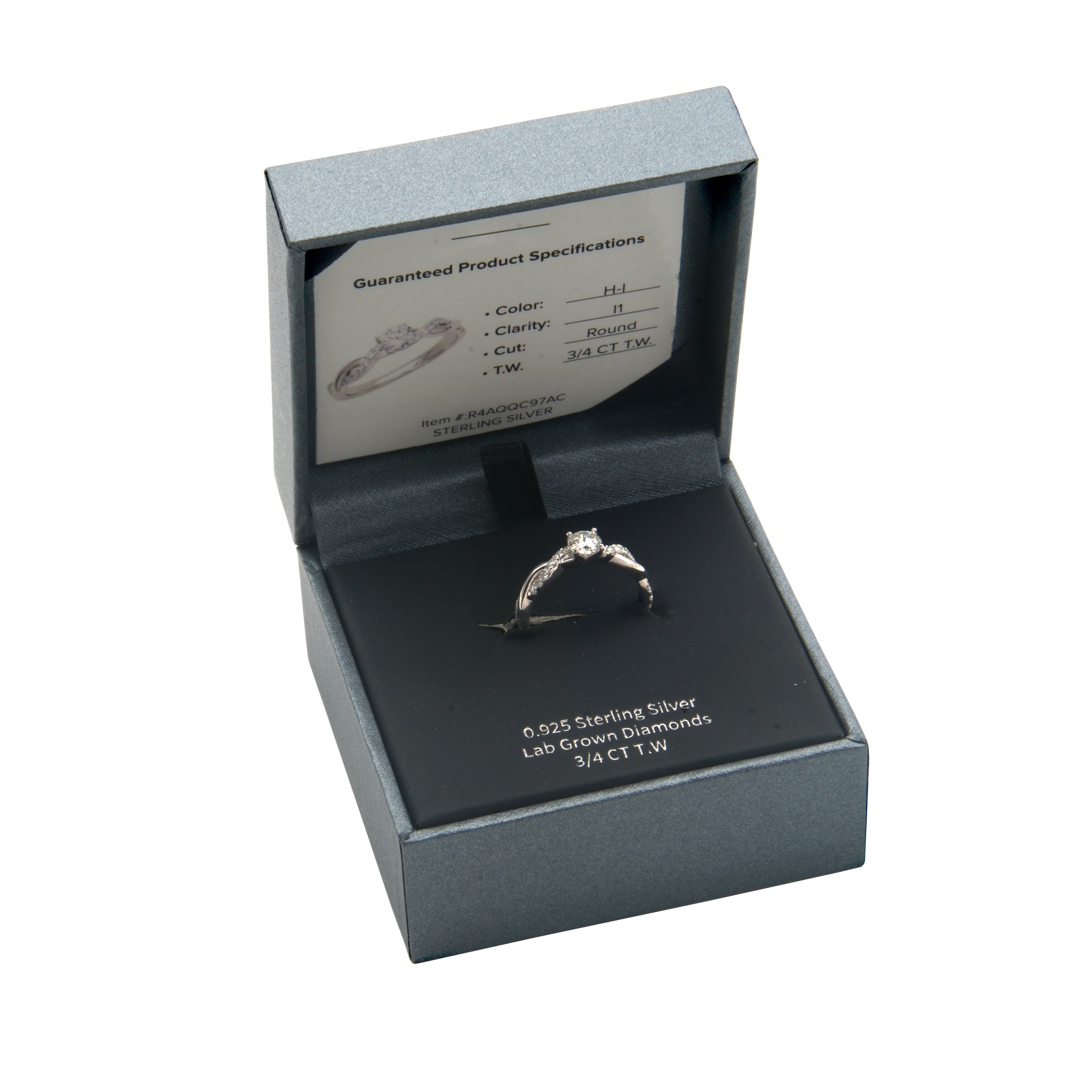 Forever Facets 3/4 CT TW Lab Grown Diamond Engagement Ring in Sterling Silver, Adult Female