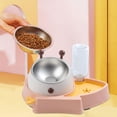thumbnail image 6 of double puppy Cat Bowls - Pets Water Food Bowl Set, Tilted Water and Food Bowl Set with Automatic Waterer Bottle for Small Medium Large dogs and cats Pink, 6 of 9