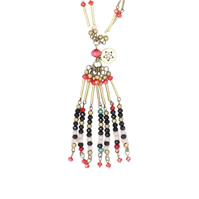 Qarigey Bohemia collar borla cuenta colgante Festival aniversario compromiso trabajo escolar compras joyería Simple mujer niñas Ropa, zapatos y accesorios Miscelánea Qarigey AP014955-00