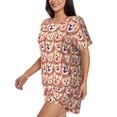 thumbnail image 3 of Womens Pajama Sets With Pocket, Corgi Head with Floal Lounge Sets Short Sleeve Sleepwear PJ Sets for Women, 3 of 6