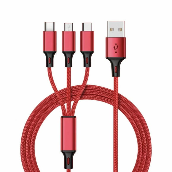 Cable cargador universal para teléfono móvil con carga rápida USB 3 en 1