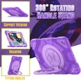 thumbnail image 3 of ELEHOLD Kids Case for iPad 9th/8th/7th Generation 10.2"(2021/2020/2019), Heavy Duty Rugged Shockproof Case with 360° Rotatable Folding Handle Grip Kickstand Crossbody Shoulder Strap,Purple, 3 of 8