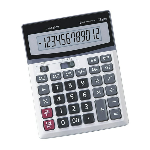 Desk Calculator 12-Digit Battery and Solar Dual Powered Large
