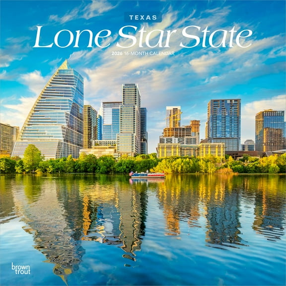 Texas Places | 2026 12x24" (Hanging) Wall Calendar | Plastic-Free | BrownTrout