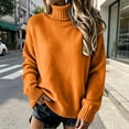 thumbnail image 2 of DLIDG Oversized Turtleneck Sweater for Women Basic Long Sleeve Soft Chunky Knitwear Knit Sweater Thermel Warm Loose Fit Fall Winter Sweater Trendy Slouchy Pullover Jumper Top Orange M, 2 of 4