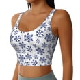 thumbnail image 2 of Fotbe Dark Blue Snowflakes Sujetador Deportivo Largo sin Aros para Mujer con Almohadillas y Soporte Medio, Transpirable y Absorbente, Camiseta Tipo Chaleco o Tank Top-Large, 2 of 8