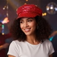 thumbnail image 7 of Jiibva Glitter Sequin Hat 70s Disco Adult Hat Bling Costume Hats Retro Dress Up Caps Newsboy Cap Beret Birthday Party Dance Caps Fancy Dress Accessory, 7 of 7