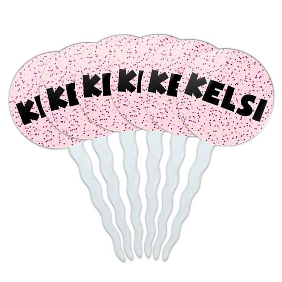 Kelsi Cupcake Picks Toppers - Set of 6 - Pink Speckles