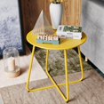 thumbnail image 5 of Decksplore Metal Outdoor Patio Side Table, Round Weather Resistant End Table, Yellow, 5 of 6