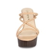thumbnail image 6 of BLISSFUL STEP Women's Platform Strappy Crisscross Strap Block Heel Slide Sandals Nude 8, 6 of 7