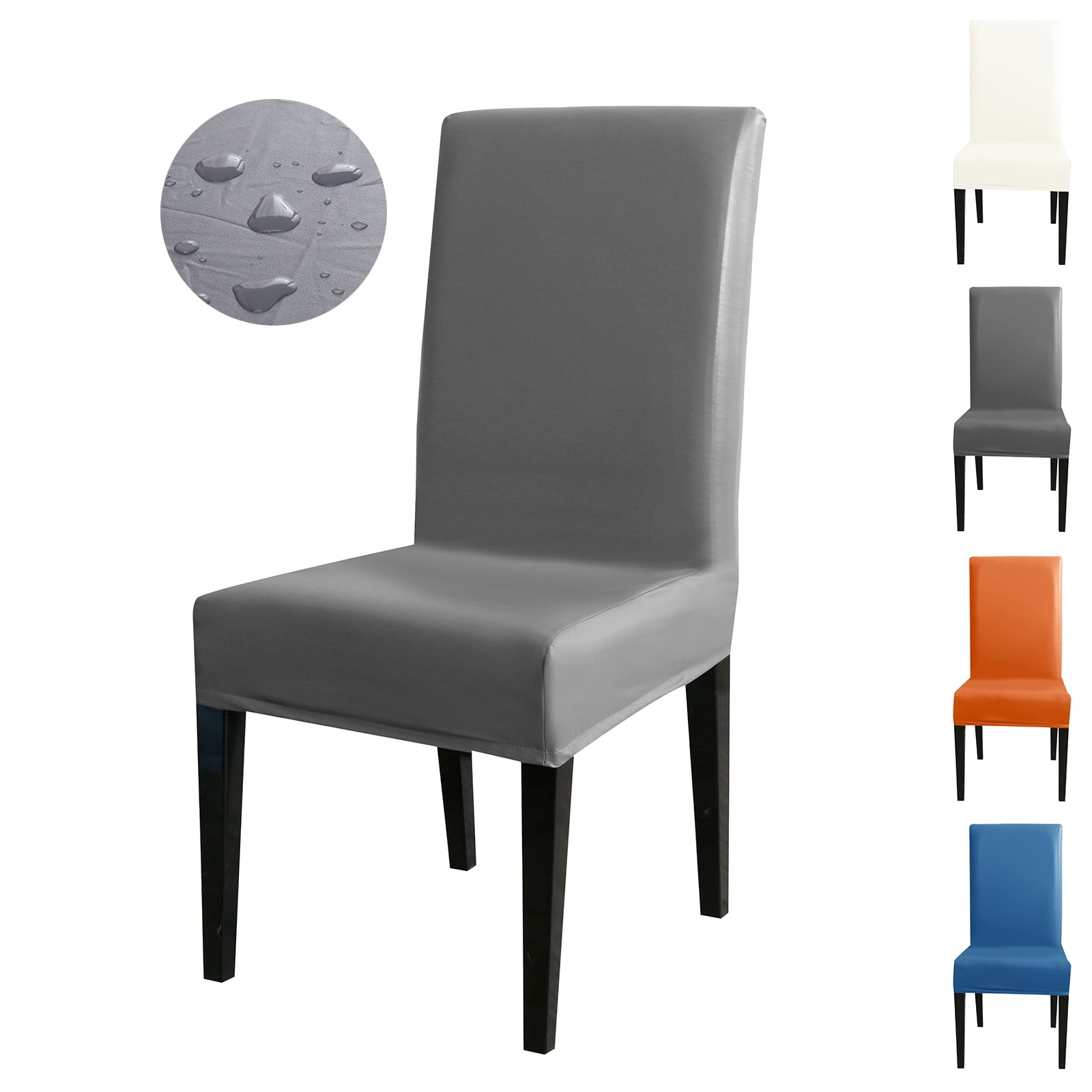 Dining Chair Covers,Waterproof PU Leather Chair Cover Spandex PU Stretch Dining Chair Protector