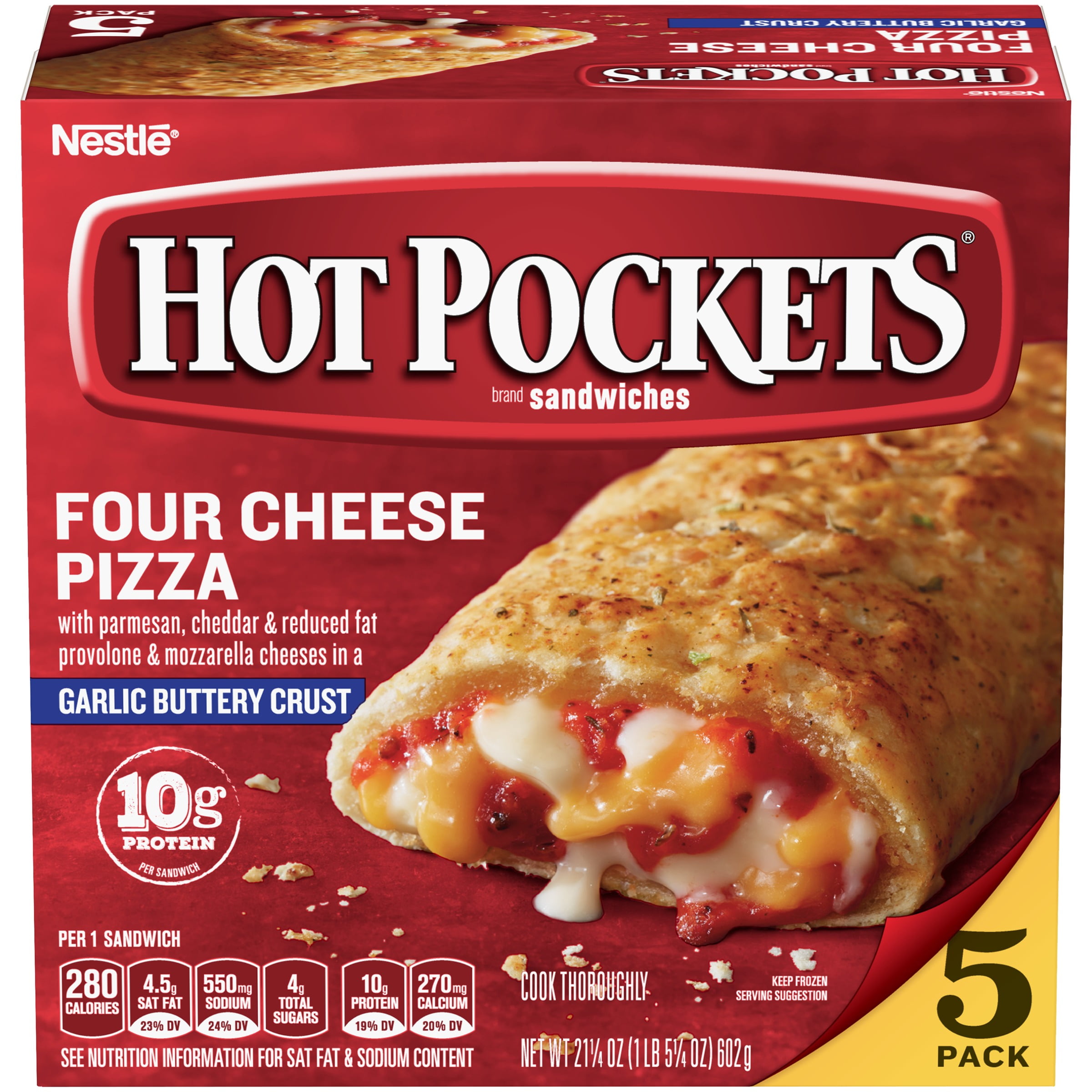 HOT POCKETS Four Cheese Pizza Frozen Sandwiches 5 ct Box