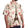 thumbnail image 2 of Eiffel Tower Valentine's Day Men's Casual Hawaiian Shirts, Printed Button Down Short Sleeve Summer Beach Tops with Spread Collar - Unisex, 2 of 6
