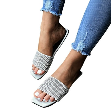 

Cathalem Fashion Sandals for Women Sandals Sandal Pearl Strap Shoes Sandals Casual Summer Flat Wedges Sandals for Women Wide White 9
