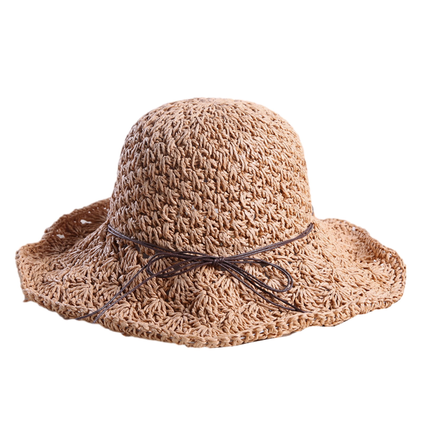 hirigin Female Fisherman Cap, Bowknot Bucket Hat Sun-Resistant Straw Hat 
