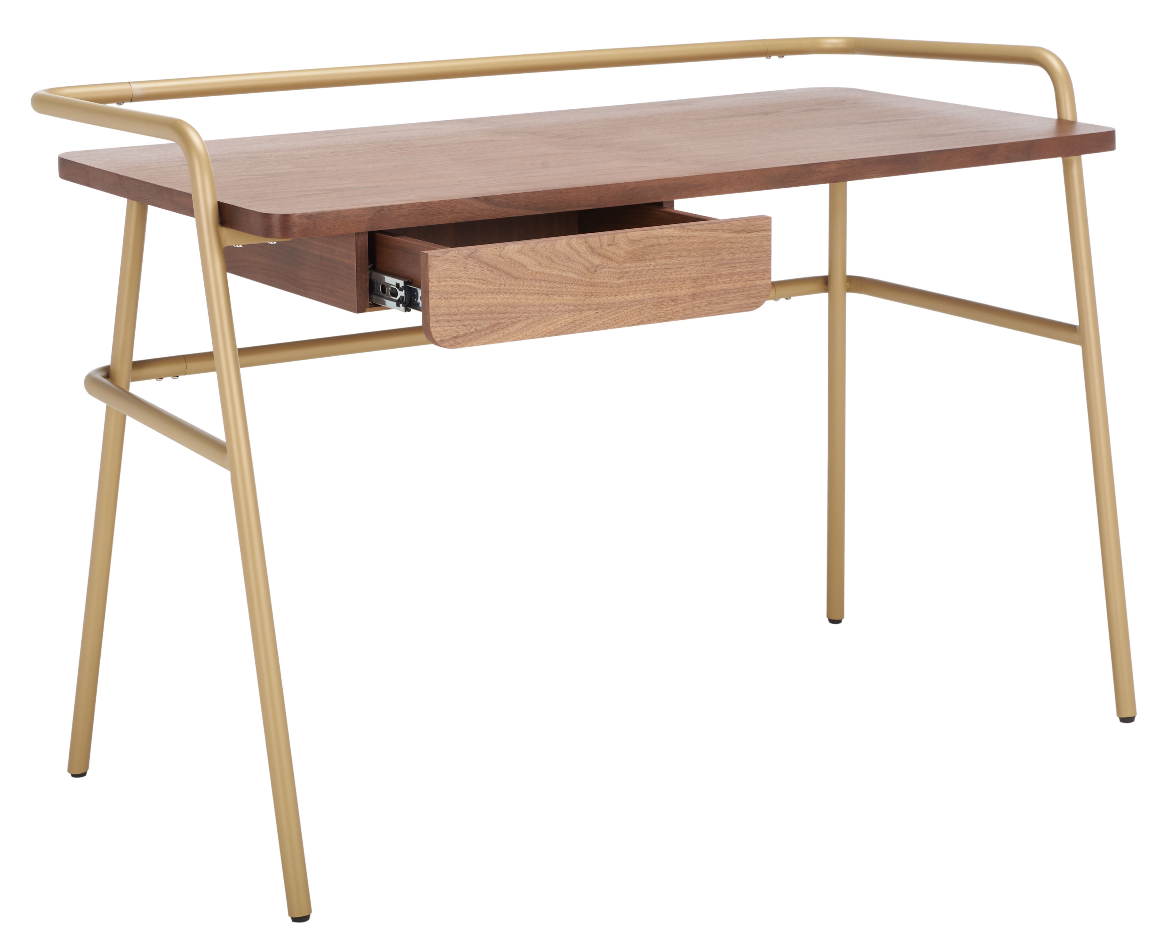 Safavieh Couture Regis Mid-Century Desk, Walnut/Bronze