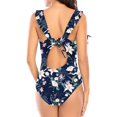 thumbnail image 3 of OUSITAID Swimsuit Women One Piece Bathing Suit For Women Plus Size Swimsuit For Women Print Monokini Tummy Control Swimwear Ruffled Lace Up Deep V Neck High Waisted Bathing Suits, 3 of 4