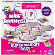 5 Surprise Mini Brands Supermarket Race Board Game by Spin Master, with 2 Collectible Movers for Kids 8 and up