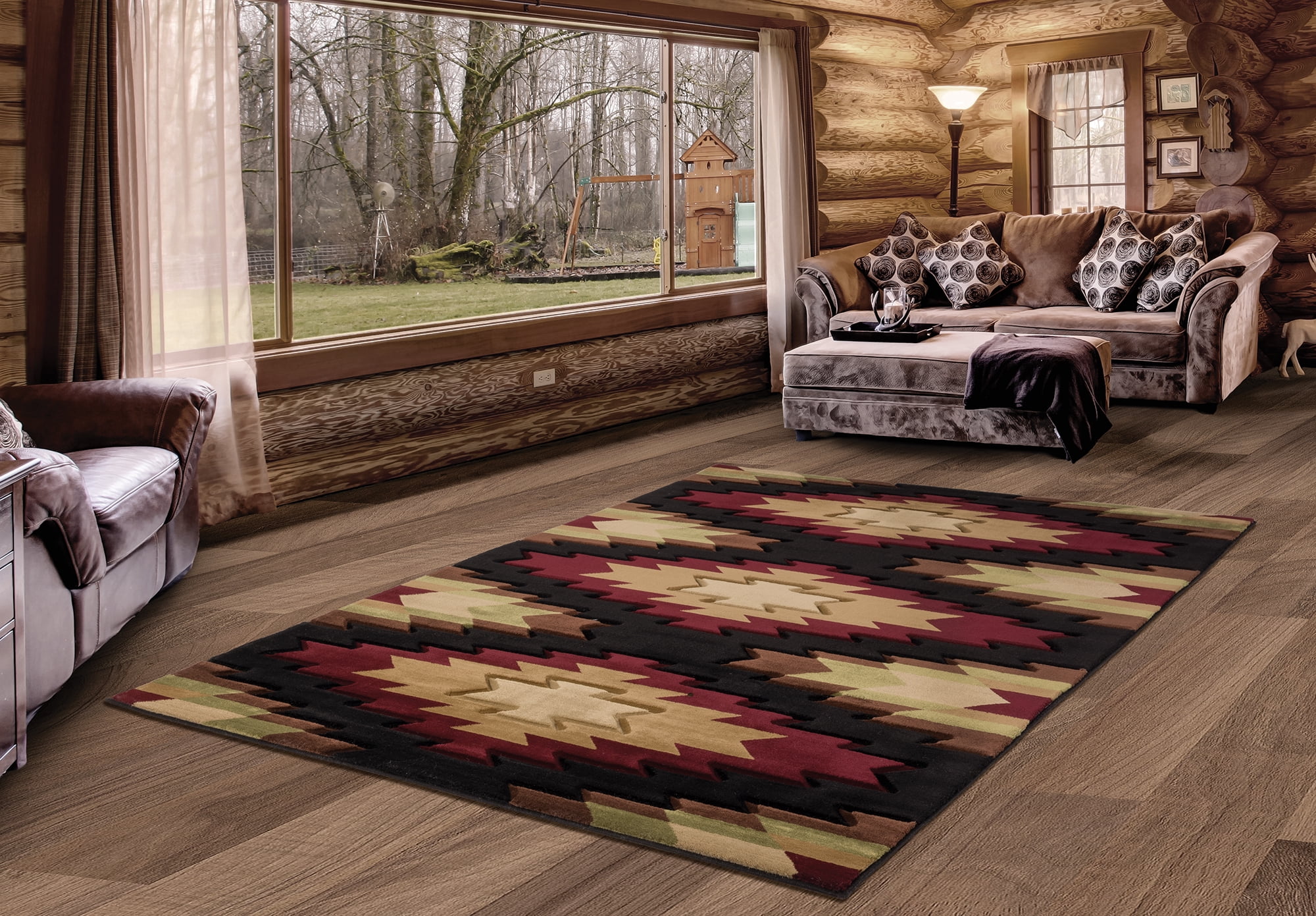 United Weavers Rustic Forest Cave Creek Multi Hand-Carved Area Rug or Runner