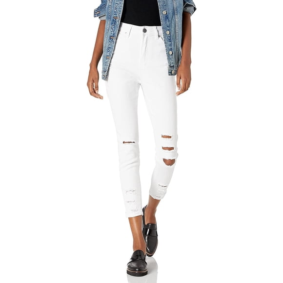 V.I.P. JEANS Women's Fray Skinny Distressed Ripped Juniors Plus, White-Hem Bottom, 1