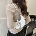 thumbnail image 3 of Bolso Mujer Hombro Bandolera Correa Ajustable Media Luna Bolso Sólido Blanco, 3 of 7