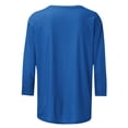 thumbnail image 4 of 3/4 Length Sleeve Womens Tops Fashion Solid Shirts Trendy Casual Crew Neck Blouses Summer Ladies Loose Comfy Tees Ladies Going Out Tops, 4 of 5