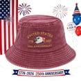 thumbnail image 2 of vigerkar United States 250th Anniversary Bucket Hat for Women Men America 1776 2026 Patrioticic USA Flag Hat (Wine, One Size）, 2 of 9