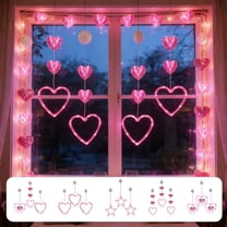 3pcs LED Valentine’s Day Heart Curtain Lights - Suction Cup Hanging Lights for Proposal & Wedding Party Decor, 520 Confession Ambiance Lighting for Bedroom, USB-Powered Romantic Decor, 7.9in, D