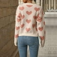 thumbnail image 2 of Women's Cute Heart Cream Sweaters Trendy Fall Pullover Crewneck Long Sleeve Soft Knitted Sweater Top, 2 of 10