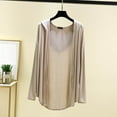 thumbnail image 5 of Fmbrln Womens Plus Size Lightweight Cardigans Long Sleeve Solid Color Hooded Cardigans Loose Comfy Open Front Cardigan Coat Beige 4XL, 5 of 5