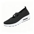 thumbnail image 3 of Domuza Women Knit Mary Jane Wedge Sneakers, Breathable Air Cushion Slip On Platform Shoes, Lightweight Comfortable Casual Walking Footwear Black 9（EU-42）, 3 of 5