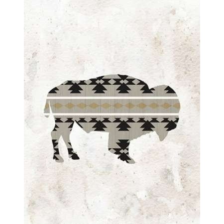Buffalo Silhouette - Tribal Buffalo Silhouette Stretched Canvas - Tara Moss (11 x 14)