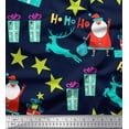 thumbnail image 1 of Soimoi Blue polyester Crepe Fabric Santa & Gifts Kids Print Fabric by the Yard 42 Inch Wide, 1 of 3