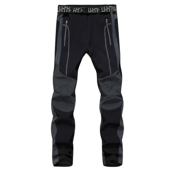 Mens Softshell Snow Ski Pants Waterproof Snowboard Pants Outdoor Hiking Fleece Lined Zipper Pockets Bottom Leg Trousers Dark Gray L
